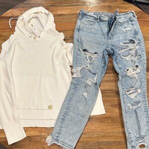 SUPER COMBO American Eagle and Michael Kors Hoodie and Light Blue Jeans